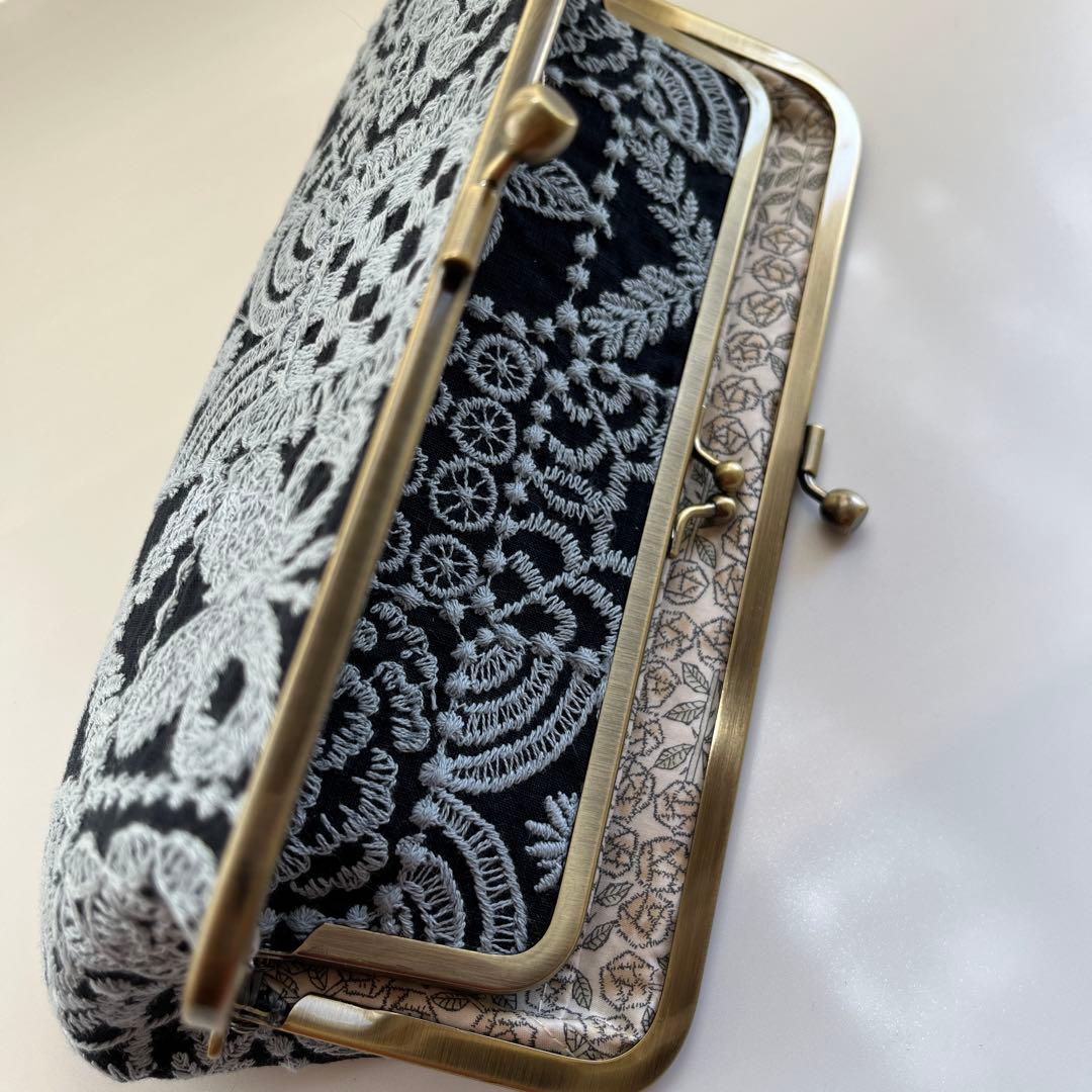 ハンドメイド　がま口長財布　ミナペルホネン　forest tile