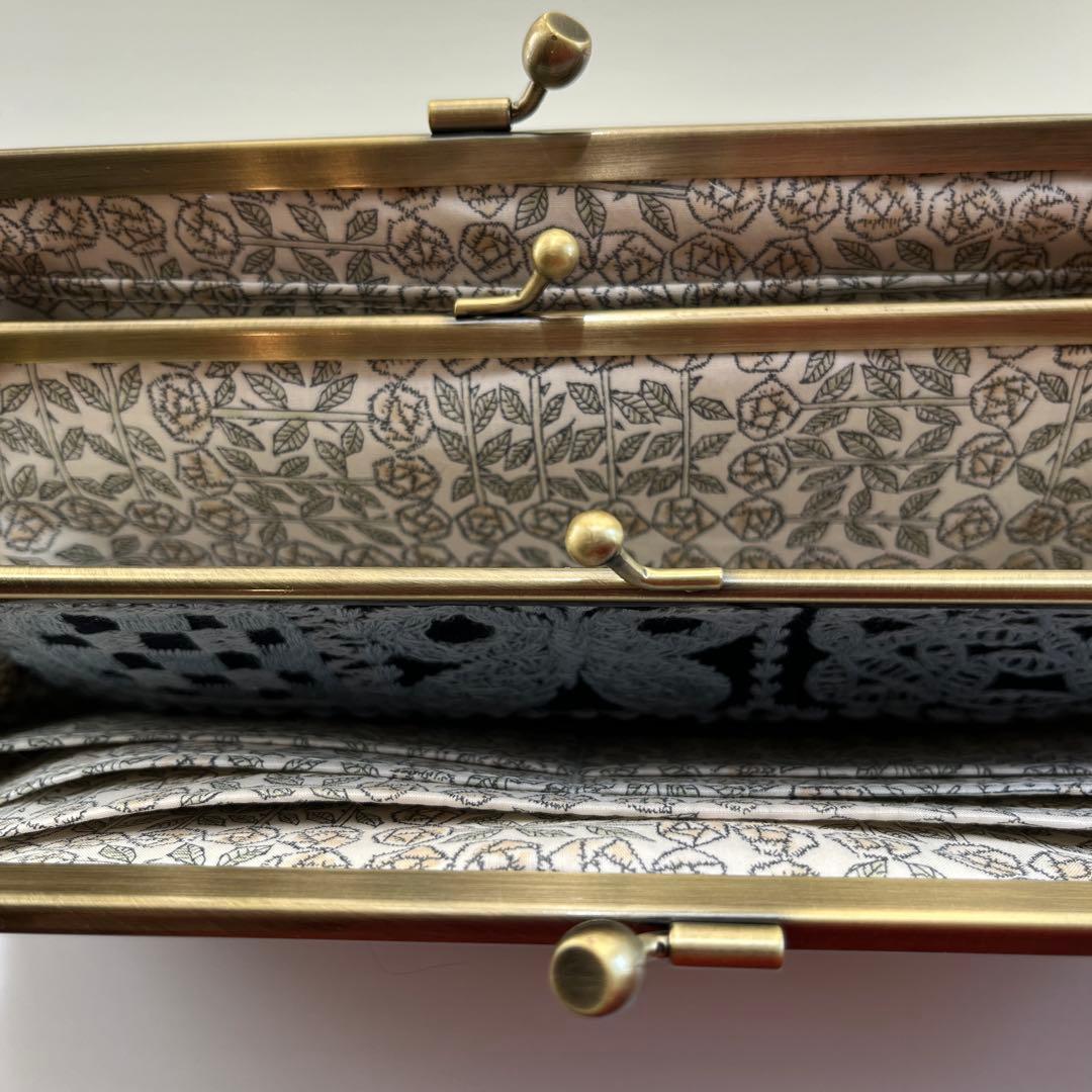 ハンドメイド　がま口長財布　ミナペルホネン　forest tile