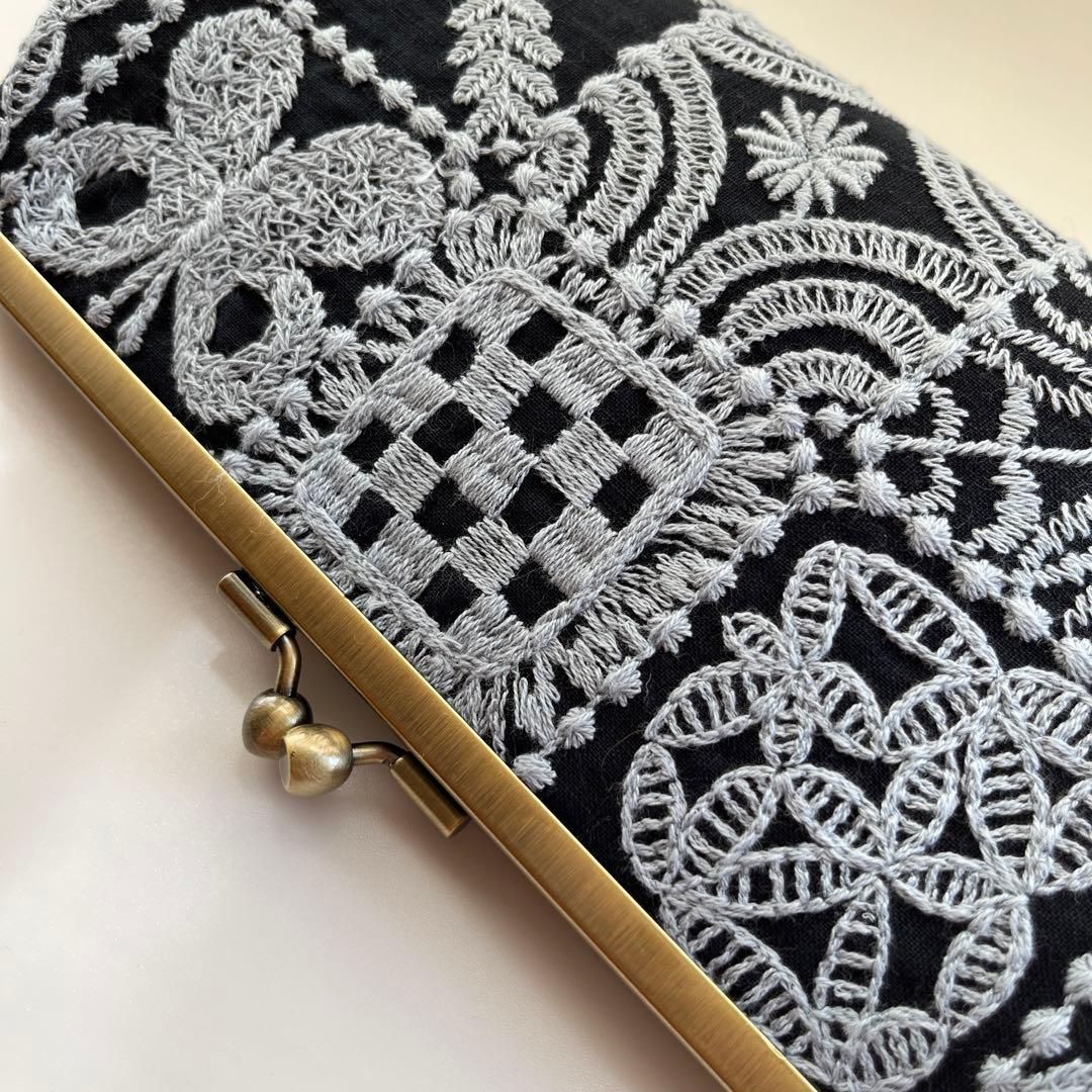 ハンドメイド　がま口長財布　ミナペルホネン　forest tile