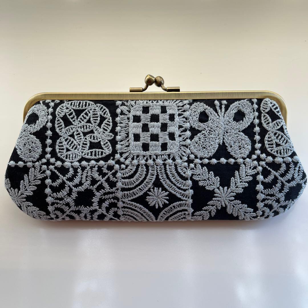 ハンドメイド　がま口長財布　ミナペルホネン　forest tile