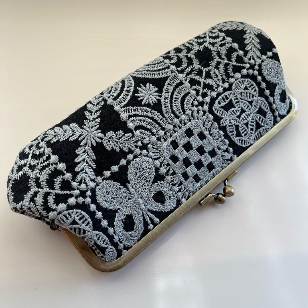 ハンドメイド　がま口長財布　ミナペルホネン　forest tile