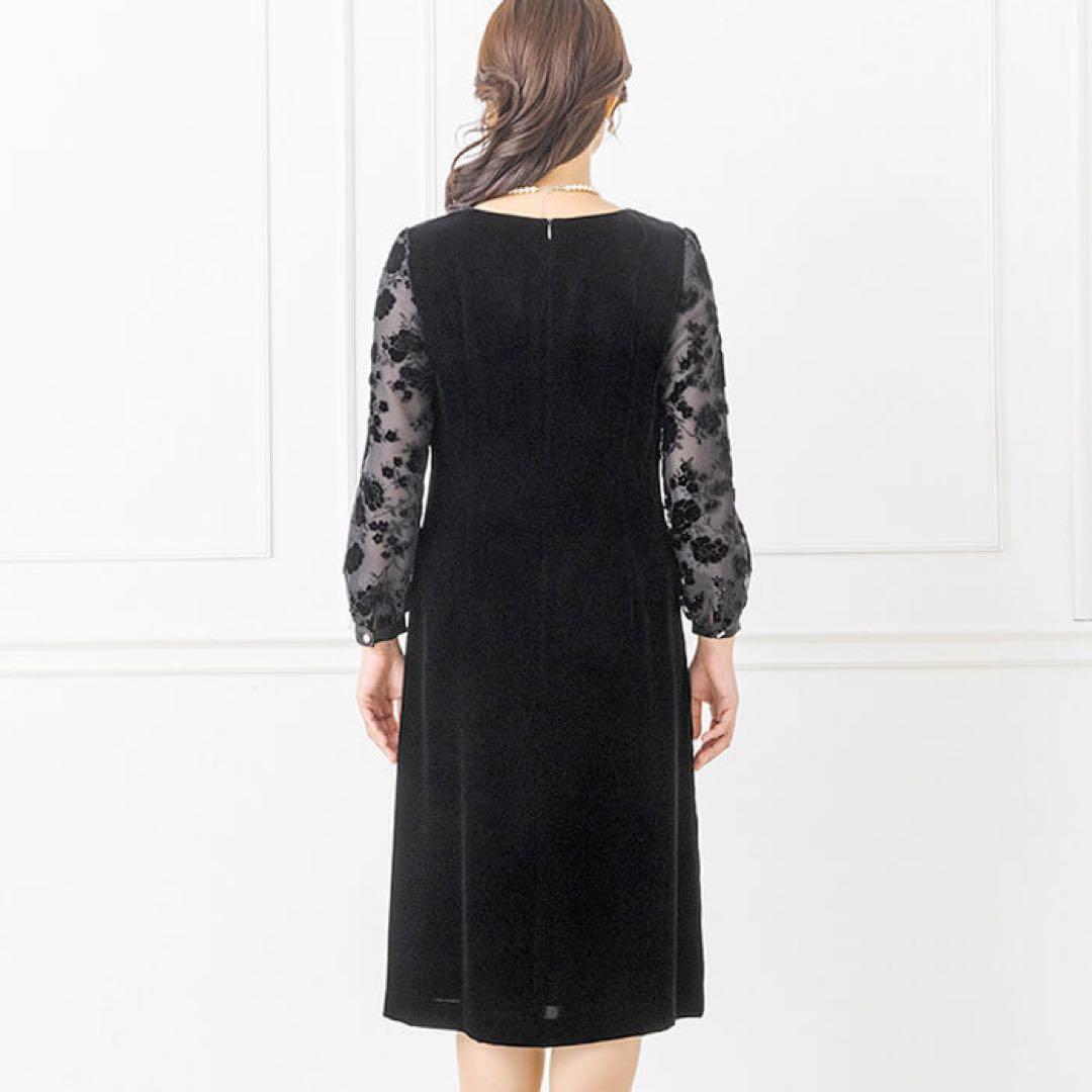 ソワールドルチェ　東京ソワール　SOIR オパール袖のベルベットワンピース