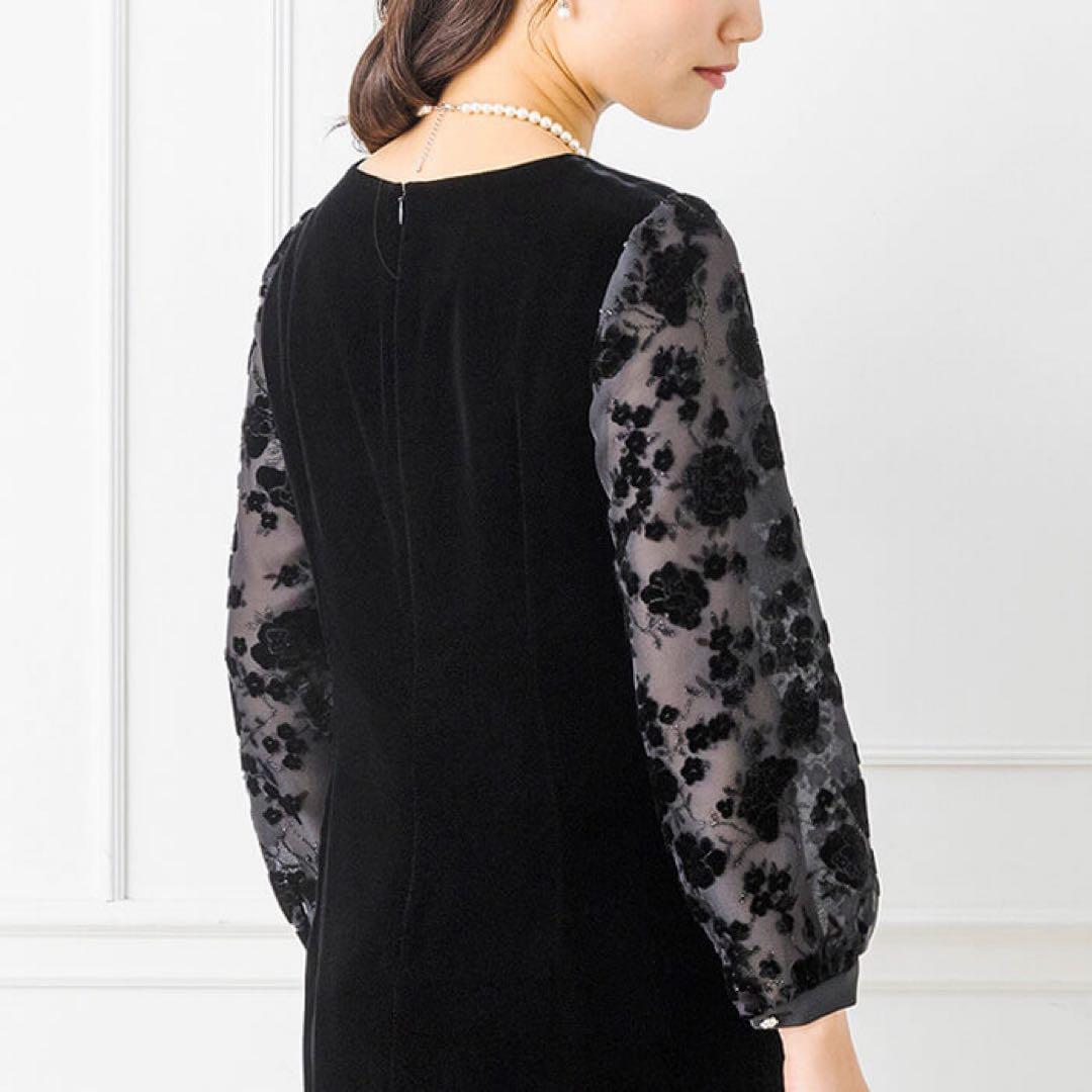 ソワールドルチェ　東京ソワール　SOIR オパール袖のベルベットワンピース