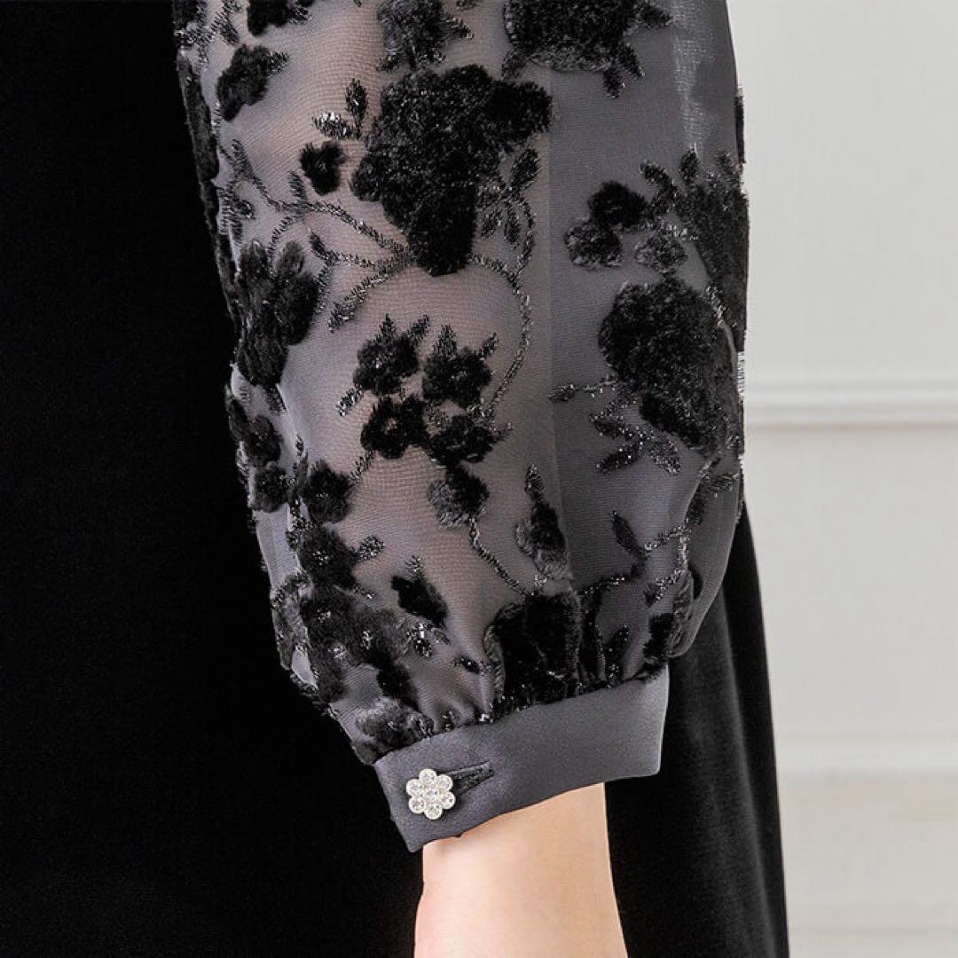 ソワールドルチェ　東京ソワール　SOIR オパール袖のベルベットワンピース