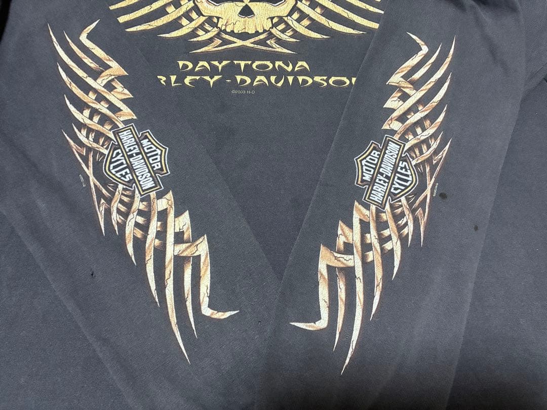 フェード◎ harley davidson ドクロ スカル ロンT アメリカ製