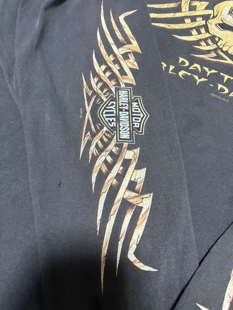 フェード◎ harley davidson ドクロ スカル ロンT アメリカ製