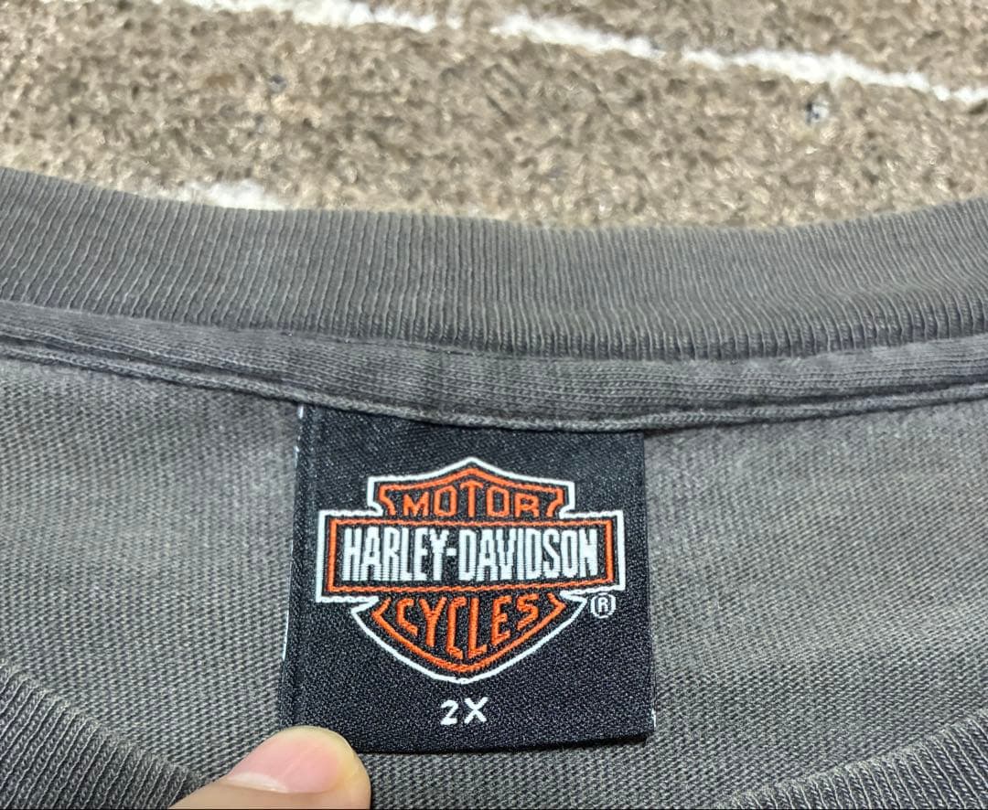 フェード◎ harley davidson ドクロ スカル ロンT アメリカ製