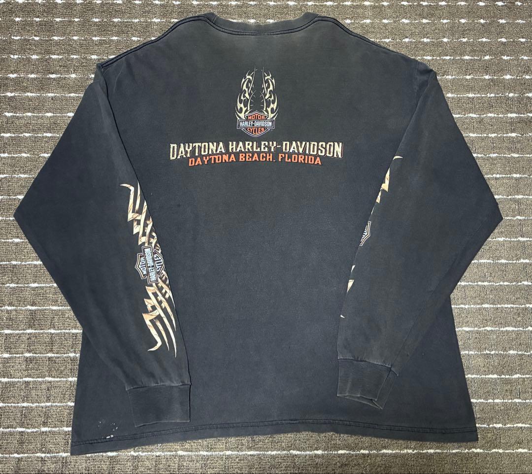 フェード◎ harley davidson ドクロ スカル ロンT アメリカ製