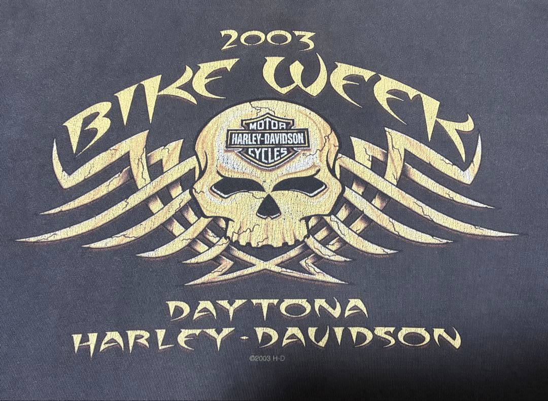 フェード◎ harley davidson ドクロ スカル ロンT アメリカ製