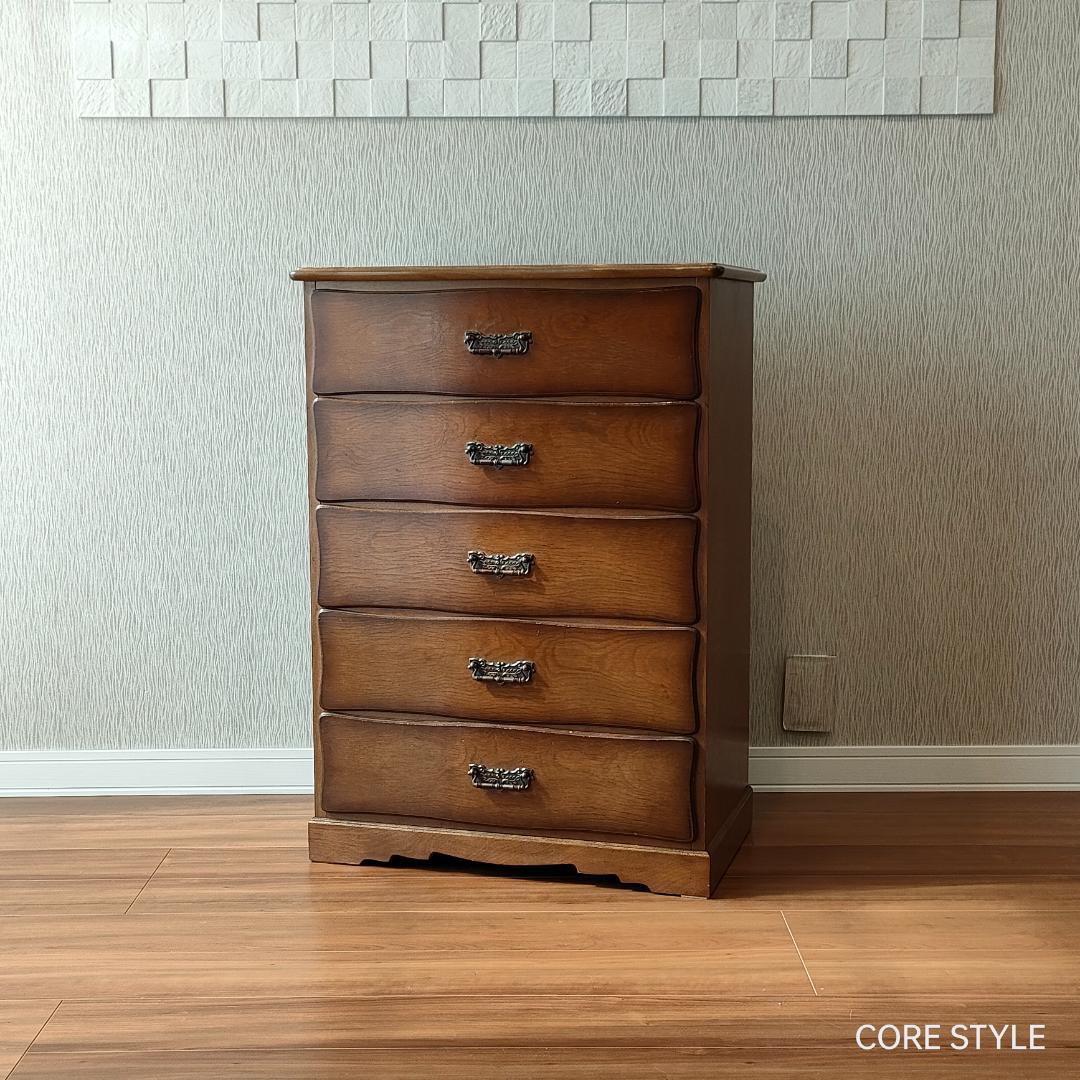 起立木工　サイドキャビネット　アンティーク　サクラ天然木　 5杯　S2