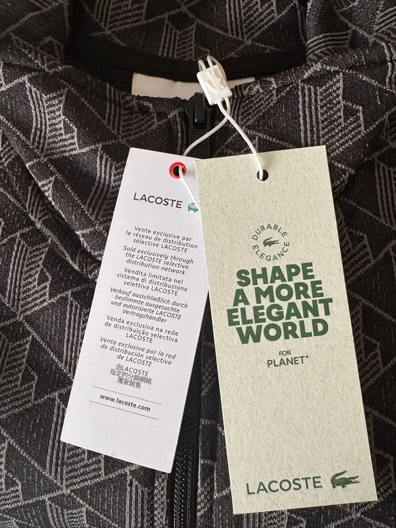 LACOSTE モノグラム ジャカード トラックジャケット M ブラック