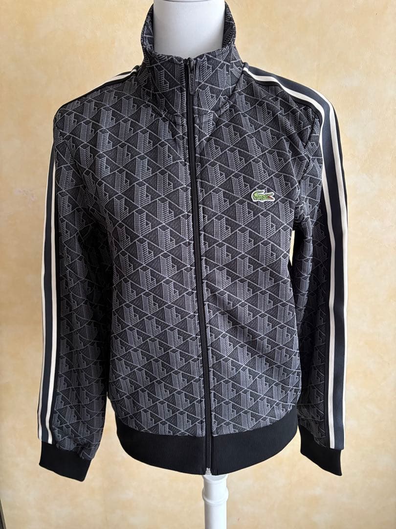 LACOSTE モノグラム ジャカード トラックジャケット M ブラック