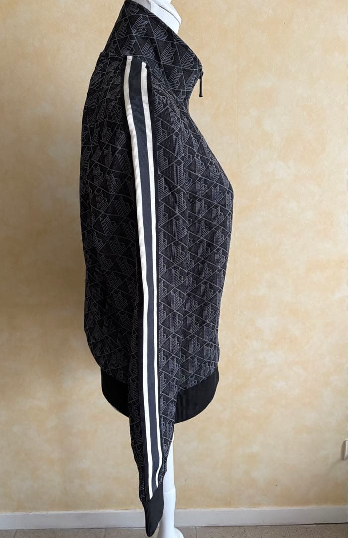 LACOSTE モノグラム ジャカード トラックジャケット M ブラック