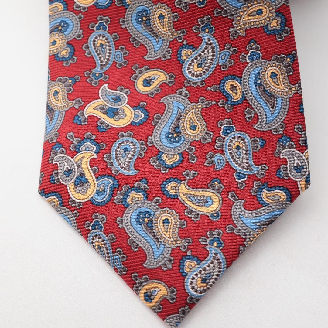 未使用 ASCOT ペイズリー柄 レッド ネクタイとポケットチーフ