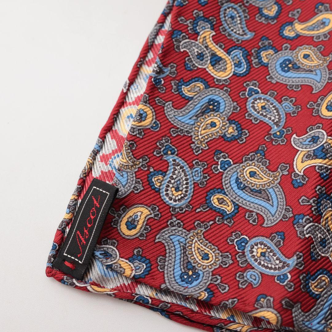 未使用 ASCOT ペイズリー柄 レッド ネクタイとポケットチーフ