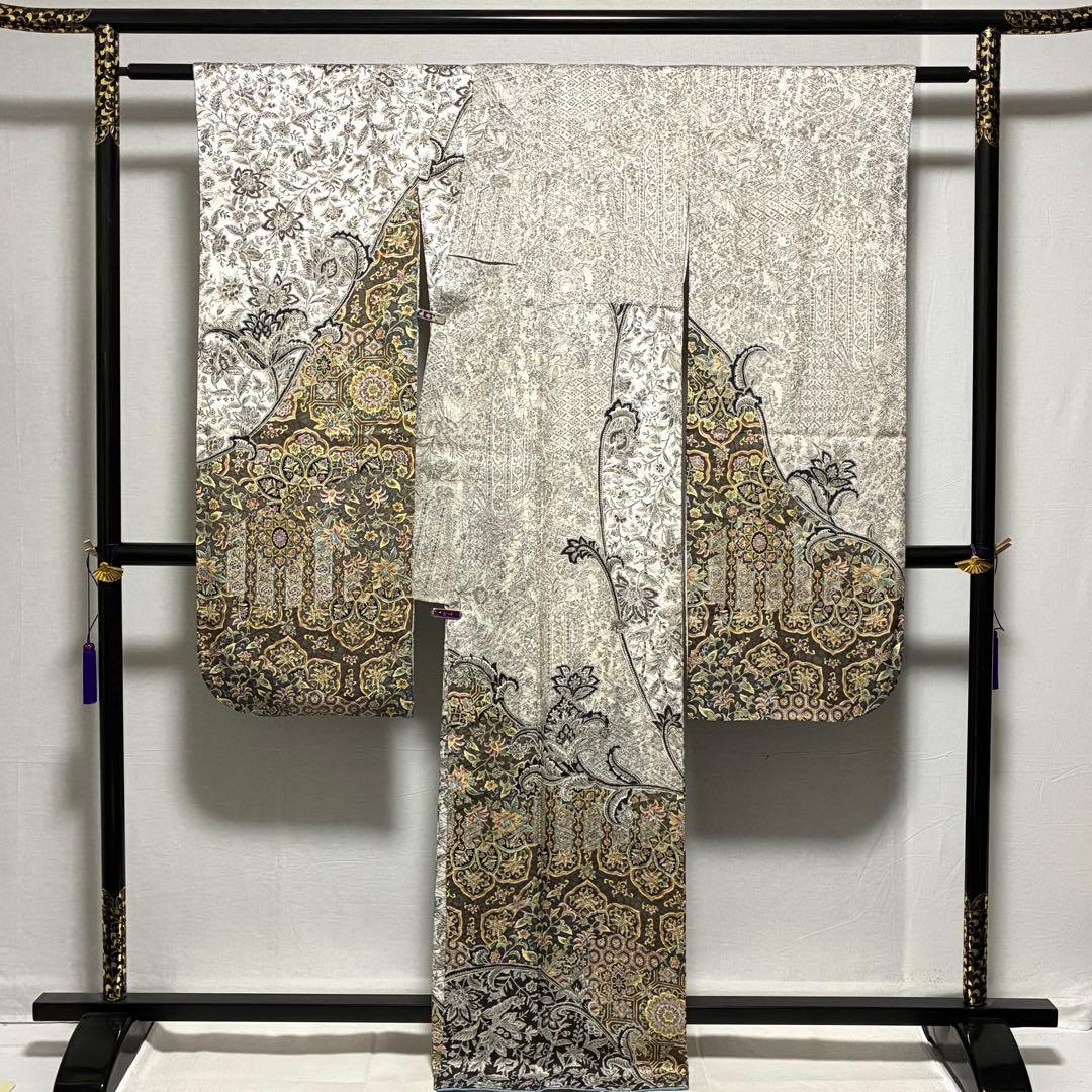 D131 振袖 二代目更甚 江戸更紗 華文 正絹 着物 袷 極美品