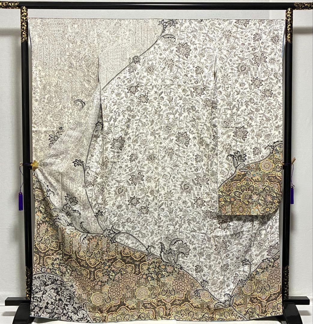 D131 振袖 二代目更甚 江戸更紗 華文 正絹 着物 袷 極美品