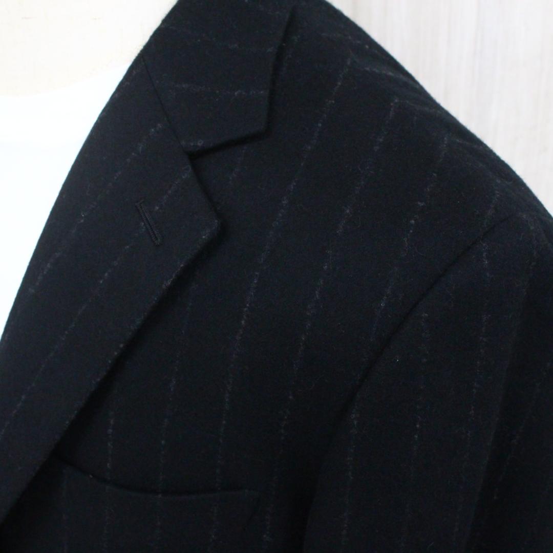 ◇美品 HERMES エルメス メンズ スーツ上下 ブラックストライプ ウール