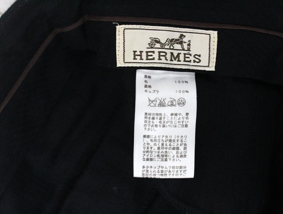 ◇美品 HERMES エルメス メンズ スーツ上下 ブラックストライプ ウール