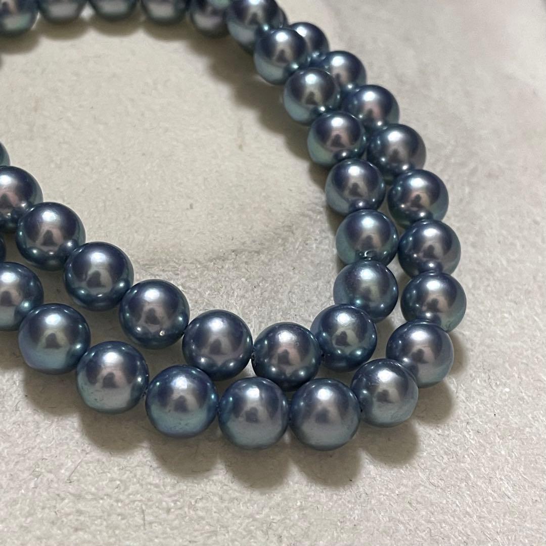 【極美品✨テリ強】あこや真珠 ネックレス 7.5-8.0 パール 本真珠 ブルー