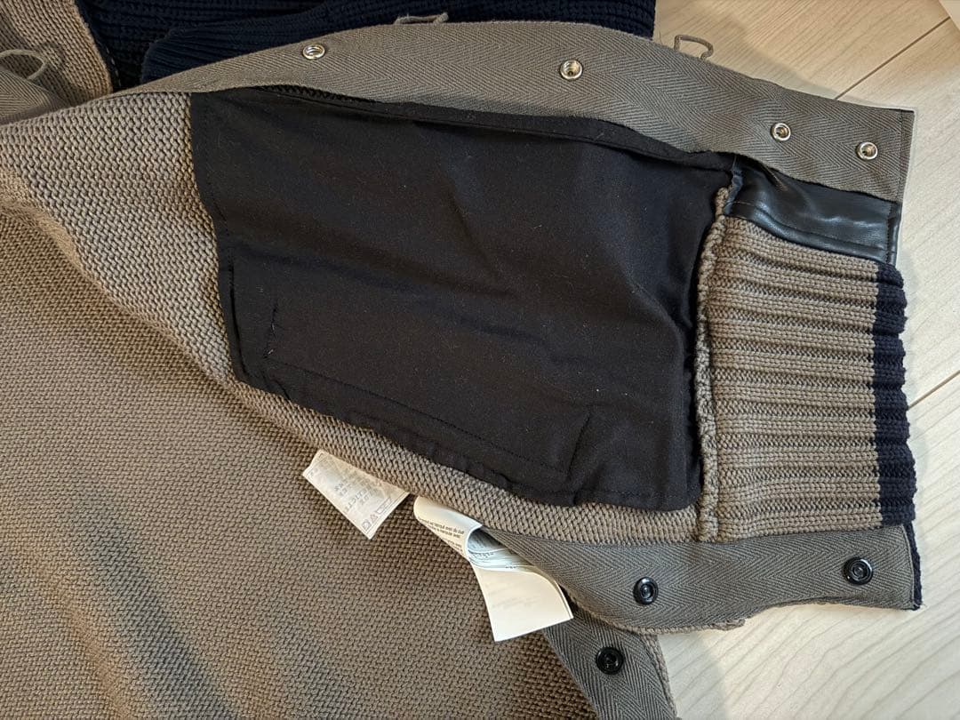 極美品★sacai エリックヘイズ 刺繍 ニットブルゾン スタジャン レザー切替