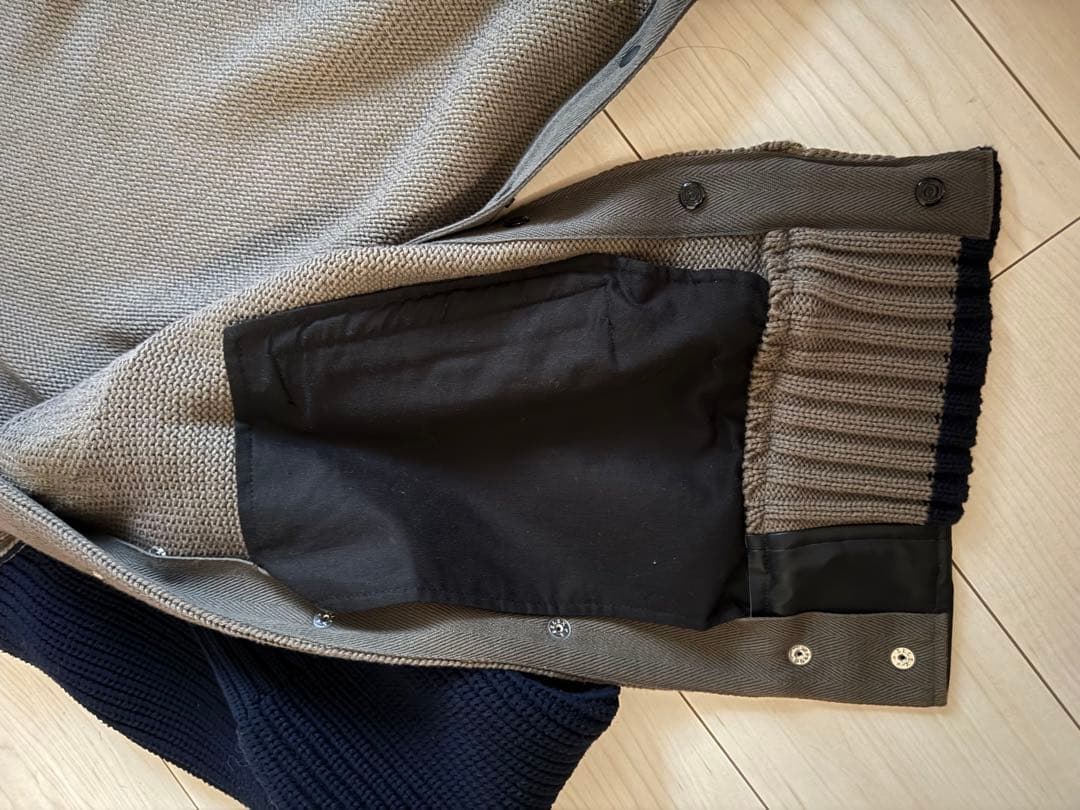 極美品★sacai エリックヘイズ 刺繍 ニットブルゾン スタジャン レザー切替