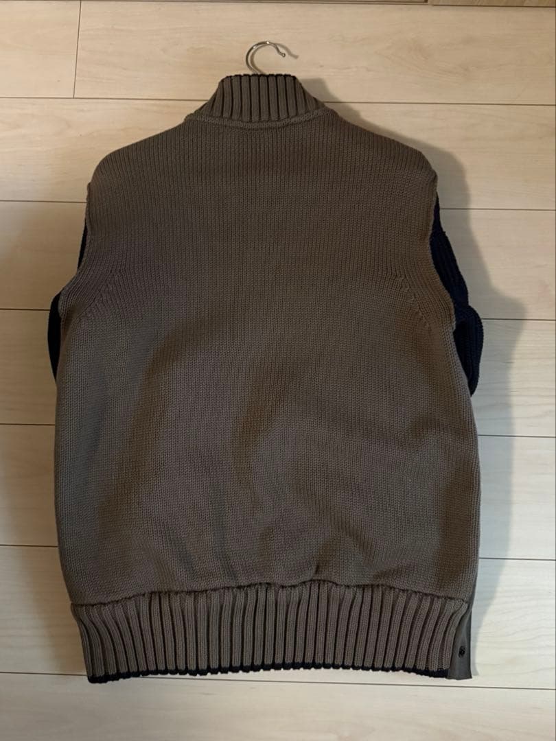 極美品★sacai エリックヘイズ 刺繍 ニットブルゾン スタジャン レザー切替