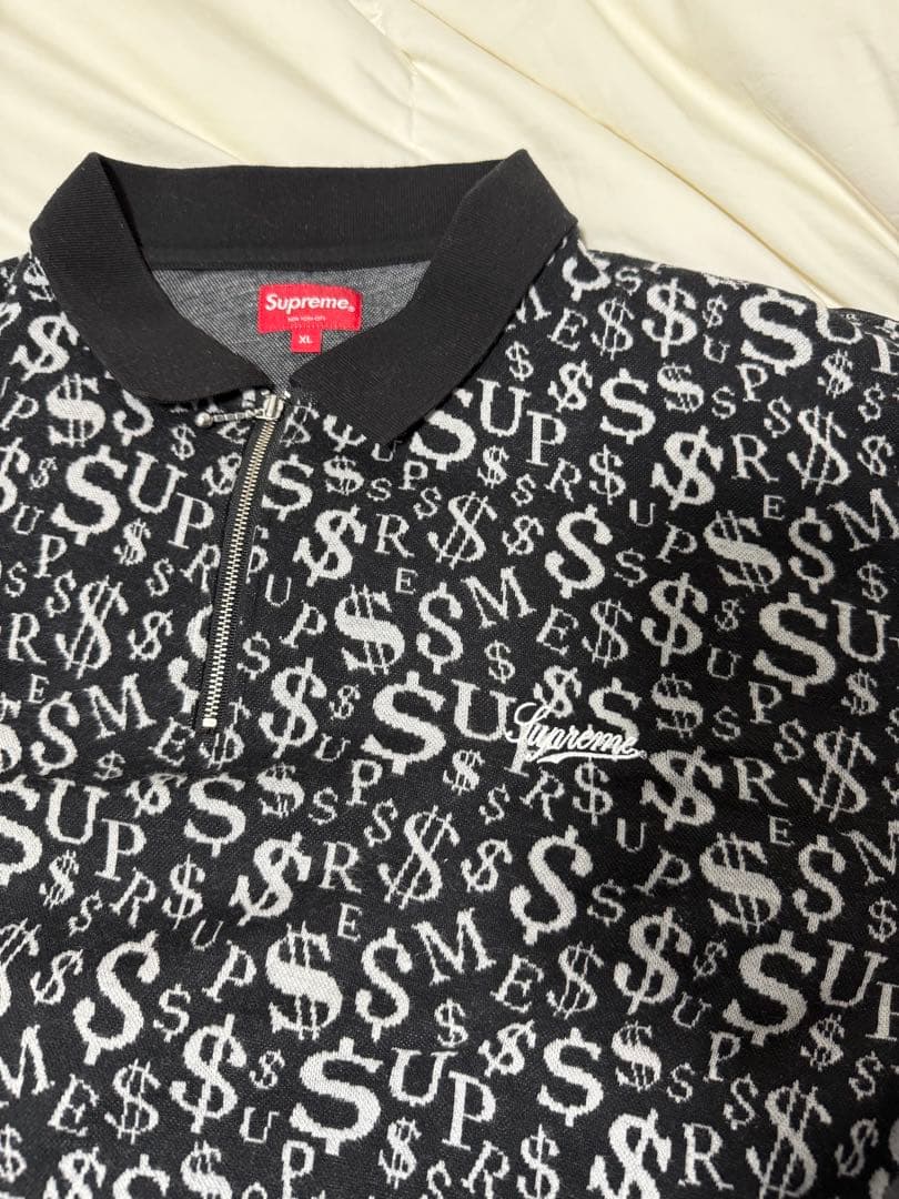 トップス SUPREME Currency Jacquard Zip L/S Polo