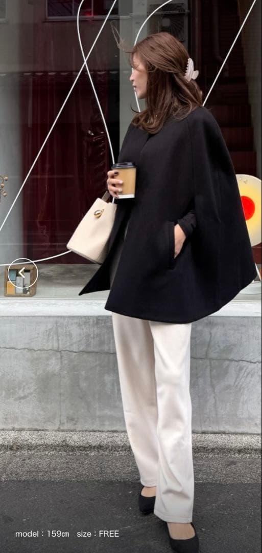 専用ページ 新品(インターファクトリー)ノーカラーケープコート ブラックポンチョ