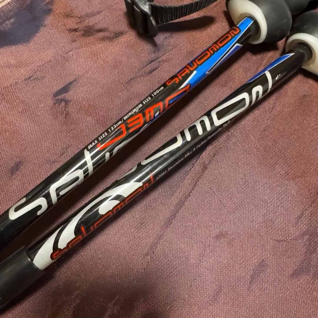 SALOMON サロモン 伸縮式 スキーストック 100-123cm カーボン