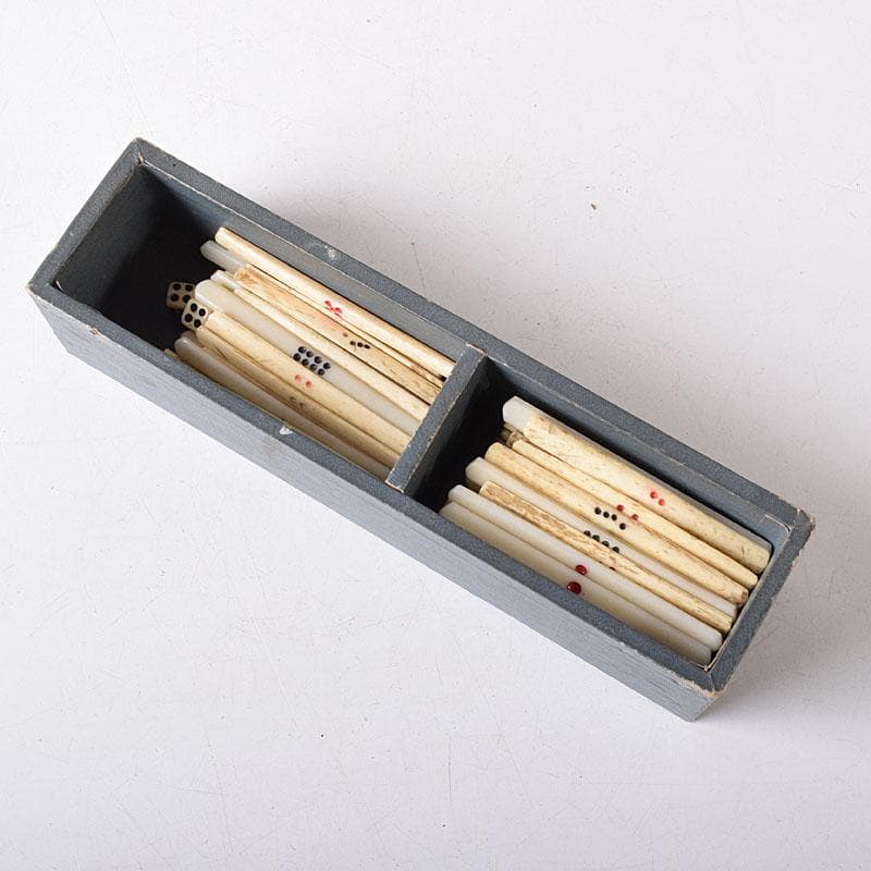 ぶるースカイ　中国　竹嵌　骨牌　背竹牌　麻雀牌　ケース付　C　7747