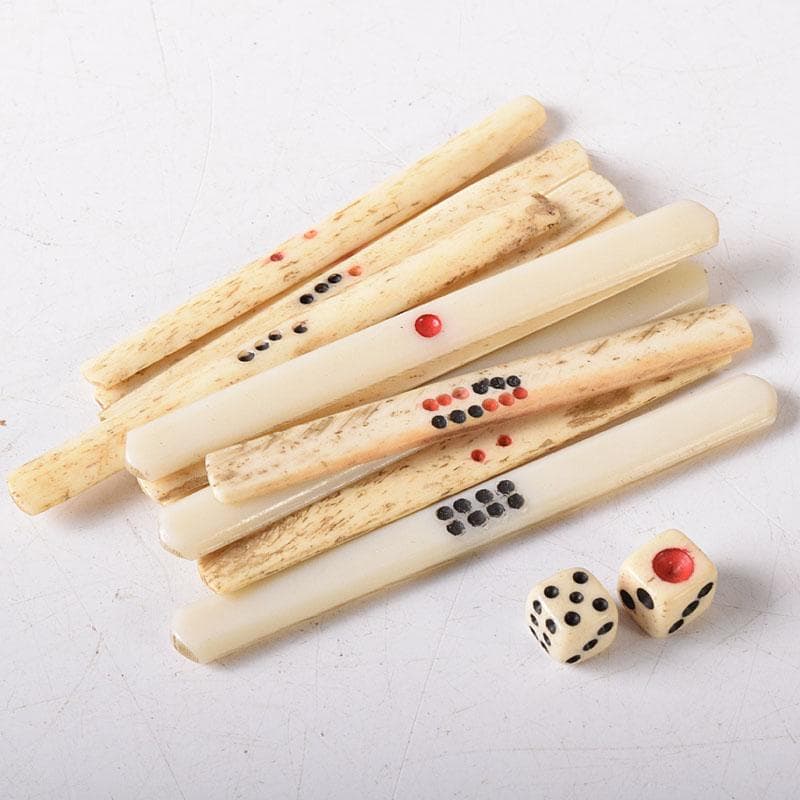 ぶるースカイ　中国　竹嵌　骨牌　背竹牌　麻雀牌　ケース付　C　7747