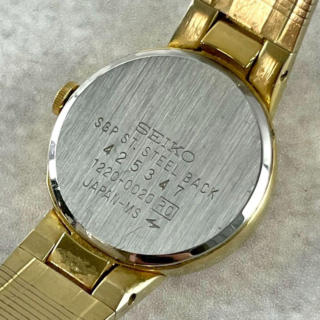 美品✨ SEIKO クォーツ ゴールド レディース ブレス 稼働 石付 ラウンド