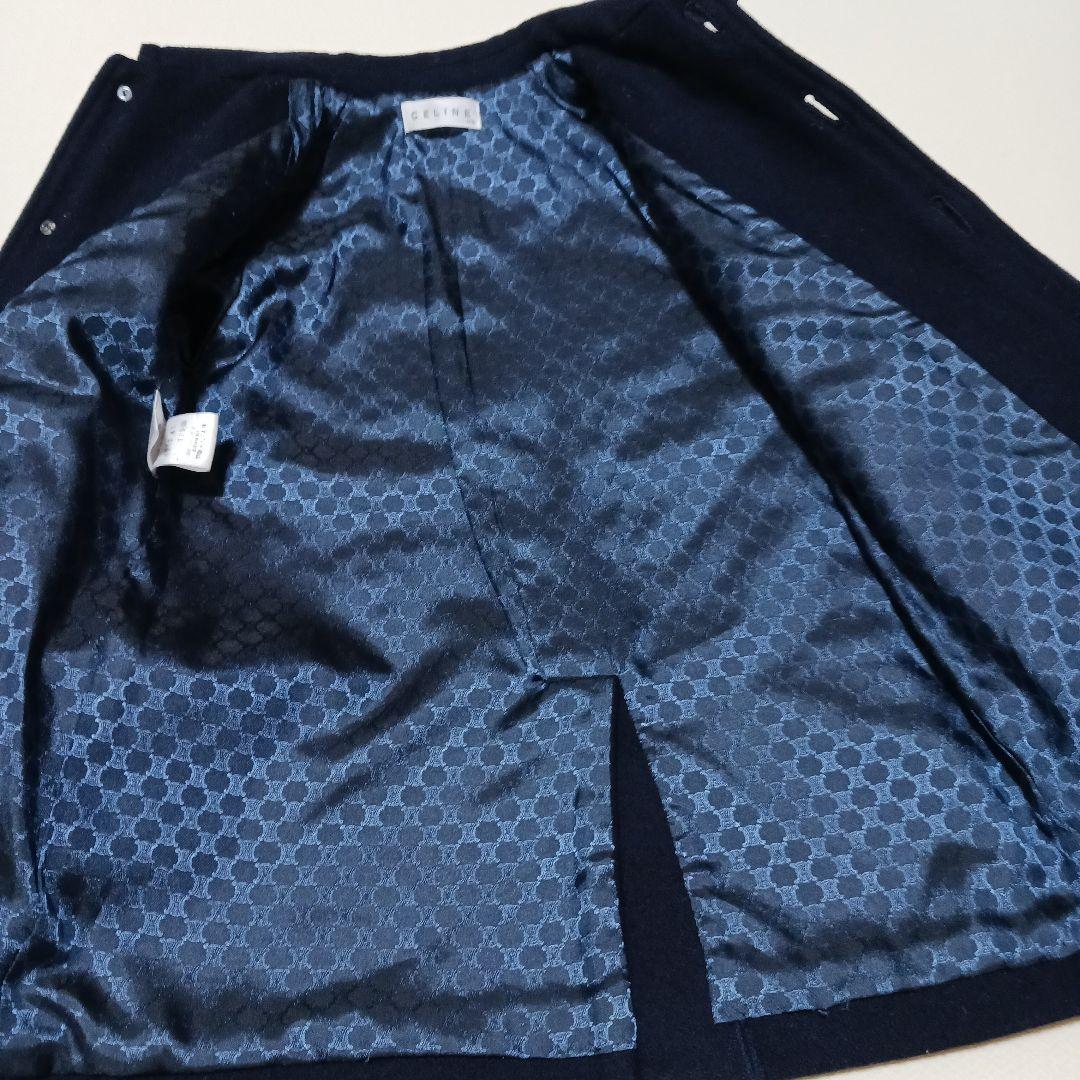 CELINE 美品ネイビー フード付きウールコート110