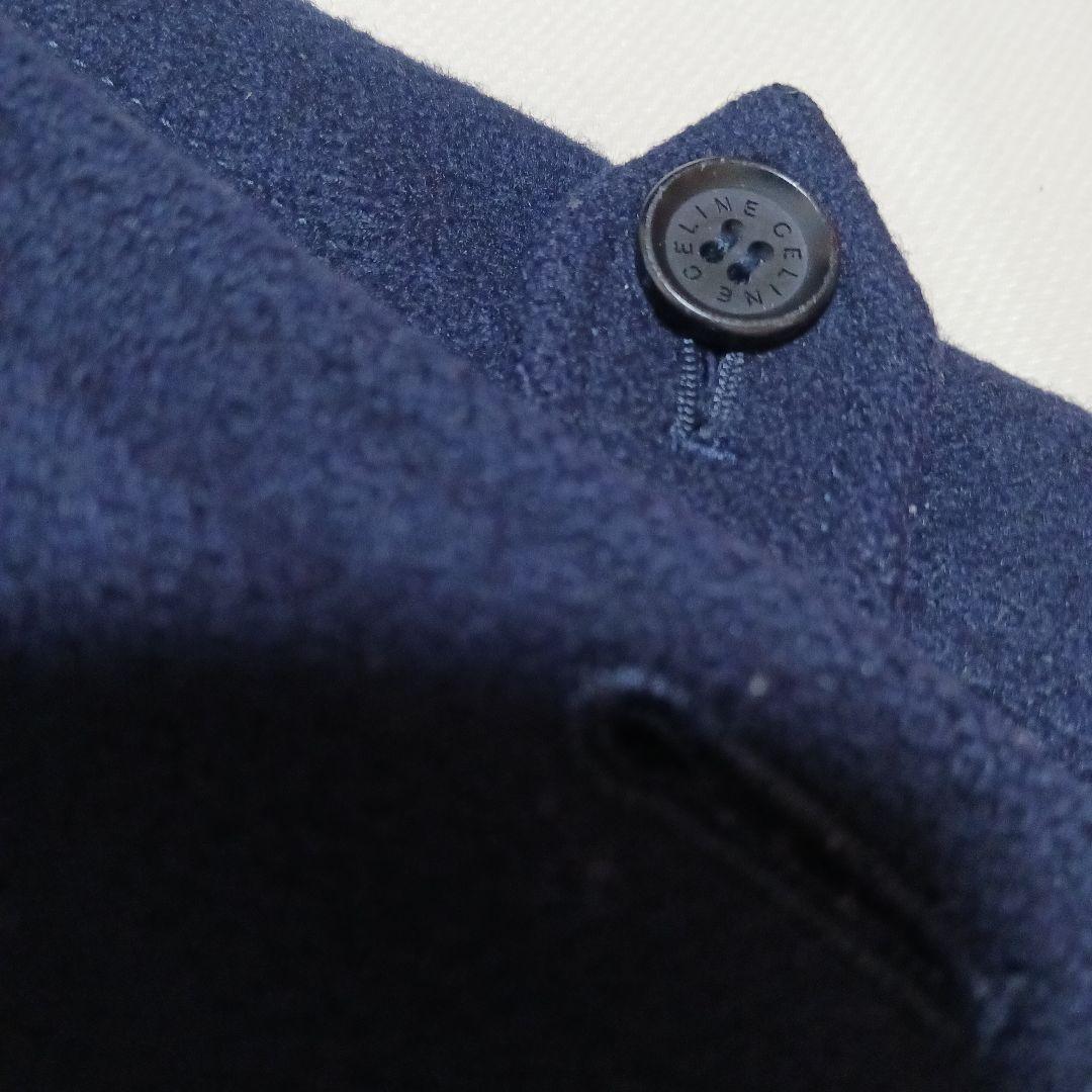 CELINE 美品ネイビー フード付きウールコート110