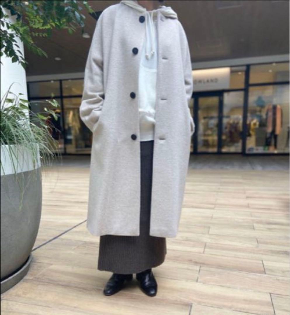 GALERIE VIE カシミヤビーバー ノーカラーコート グレー