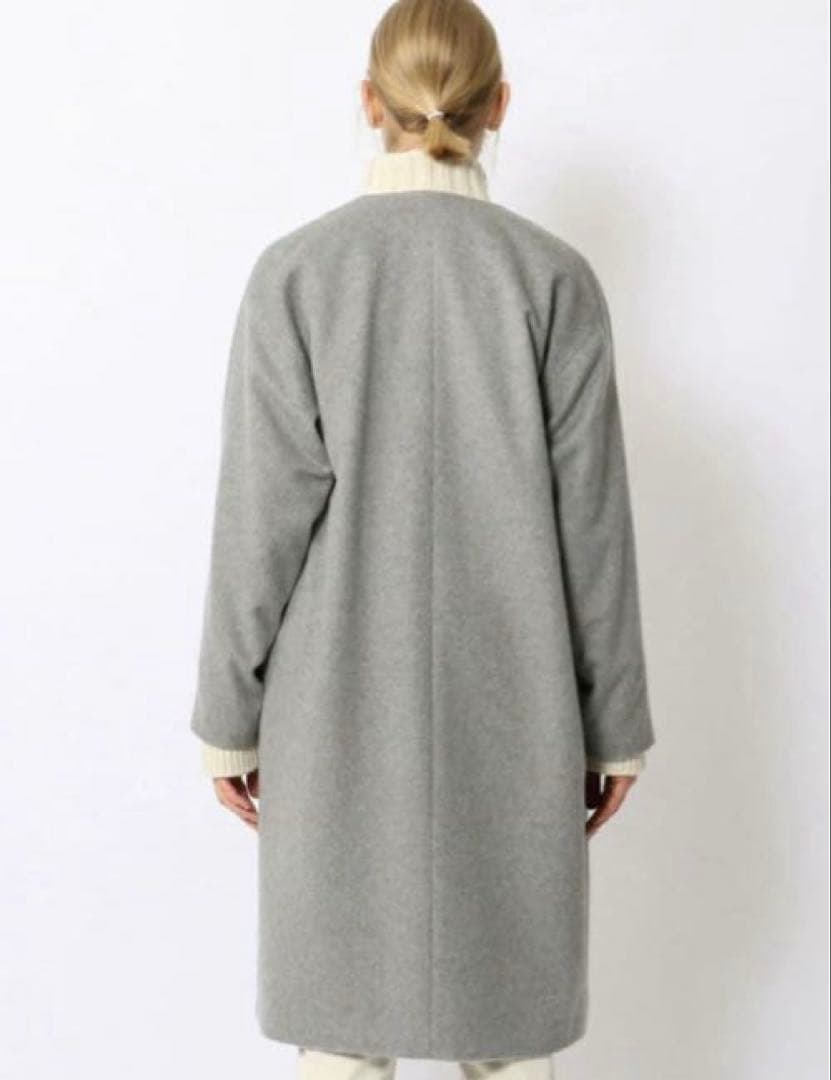 GALERIE VIE カシミヤビーバー ノーカラーコート グレー