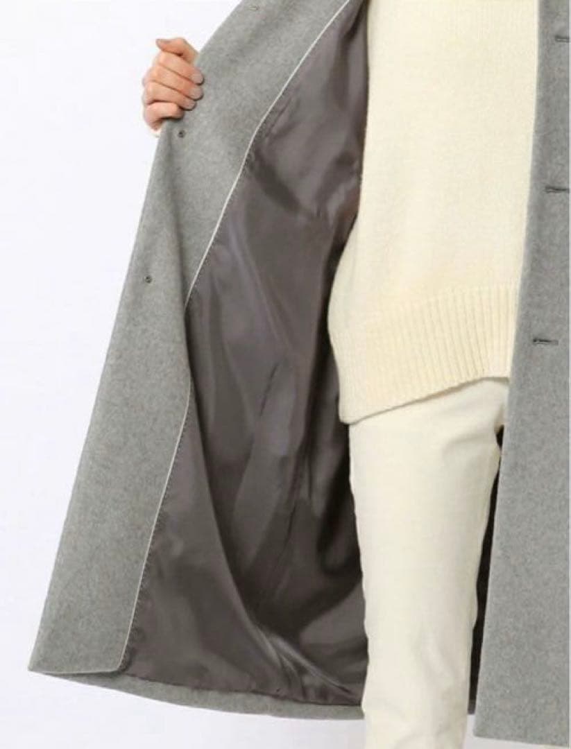 GALERIE VIE カシミヤビーバー ノーカラーコート グレー