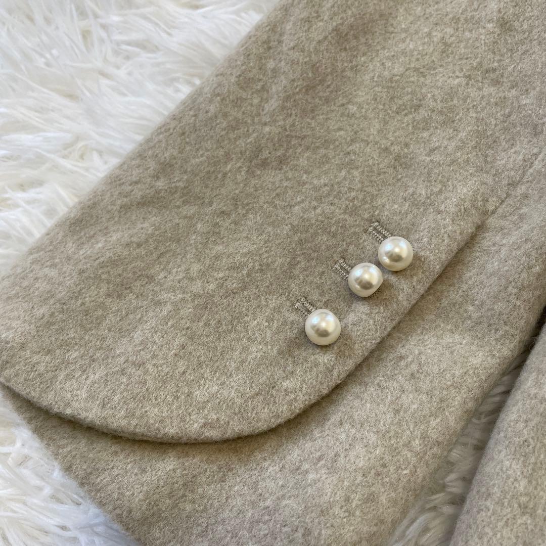 【新品未使用】ORGUE オルグ メルトンパールジャケットコート　ベージュ