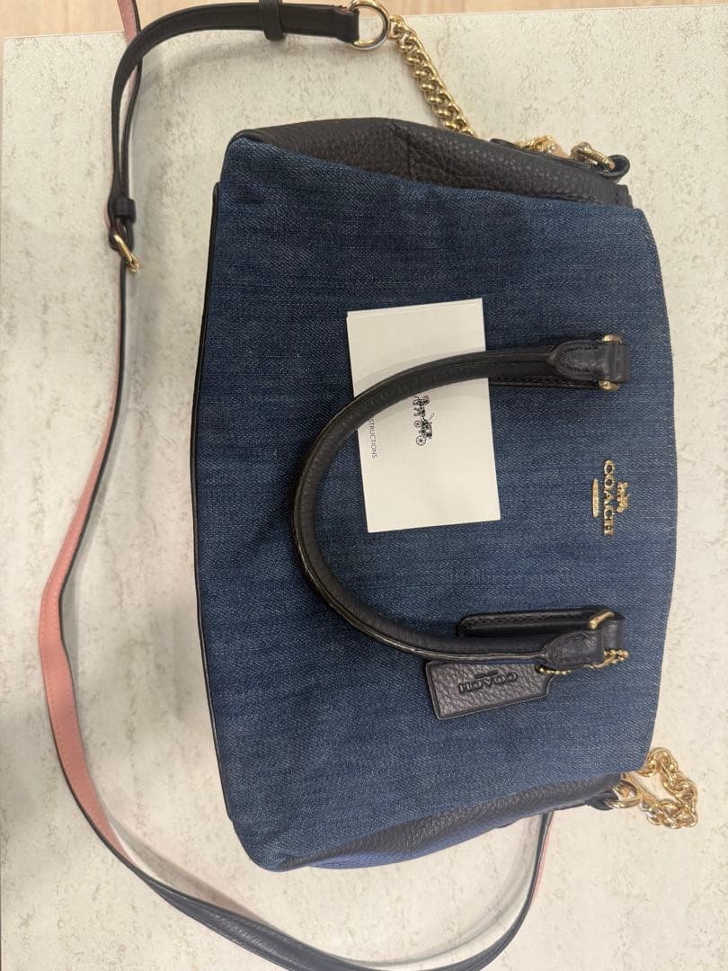 Coach デニム×レザー ショルダーバッグ
