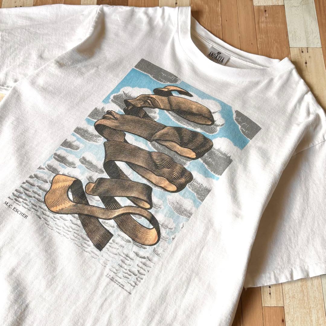 【激レア!!】90s M.C.ESCHER アートプリントTシャツ L シングル