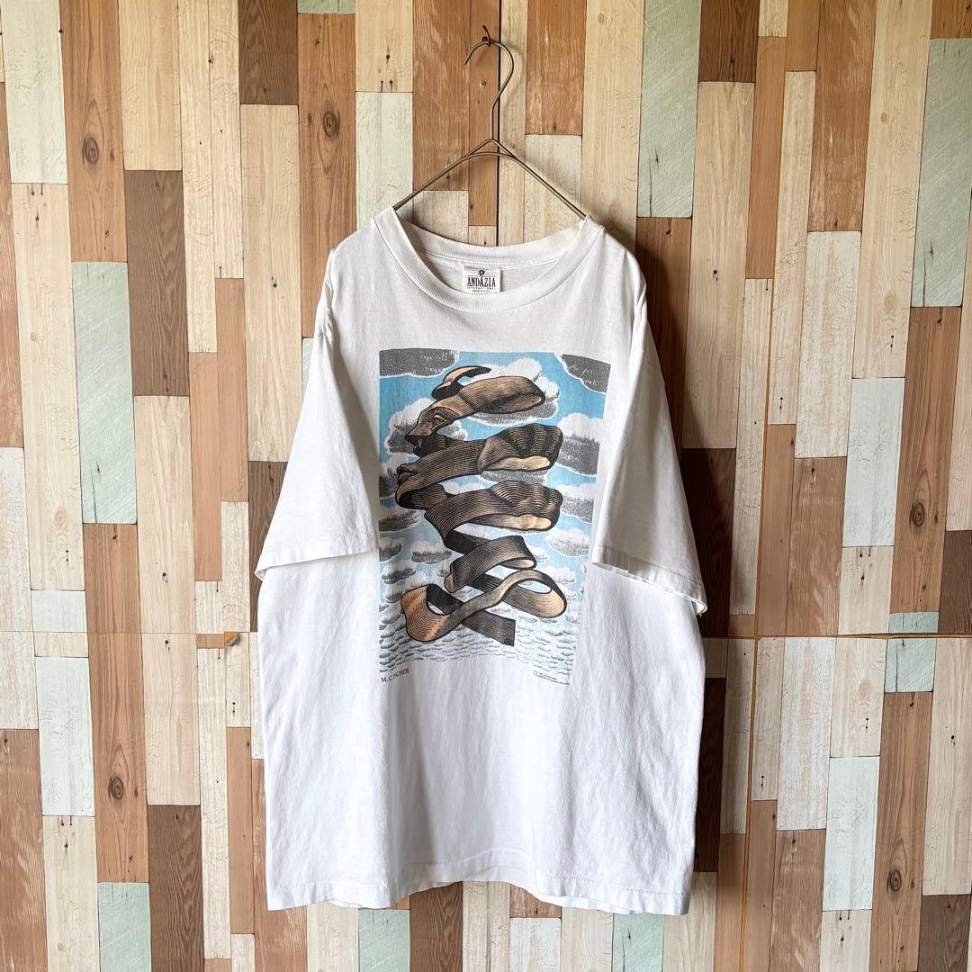 【激レア!!】90s M.C.ESCHER アートプリントTシャツ L シングル