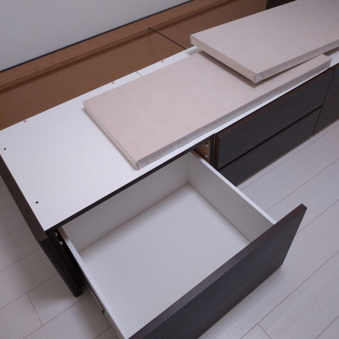 収納付きダークブラウンベッド