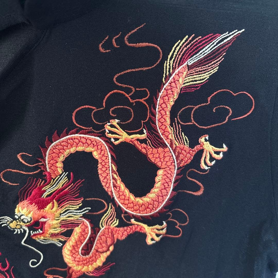 Vivienne Tam ドラゴン刺繍 半袖シースルーシャツ