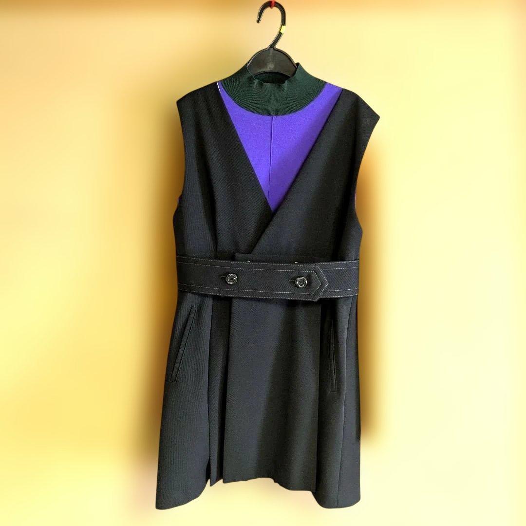 美品 2way ウジョー ベスト ジレ ブラック Vネック モード モノトーン