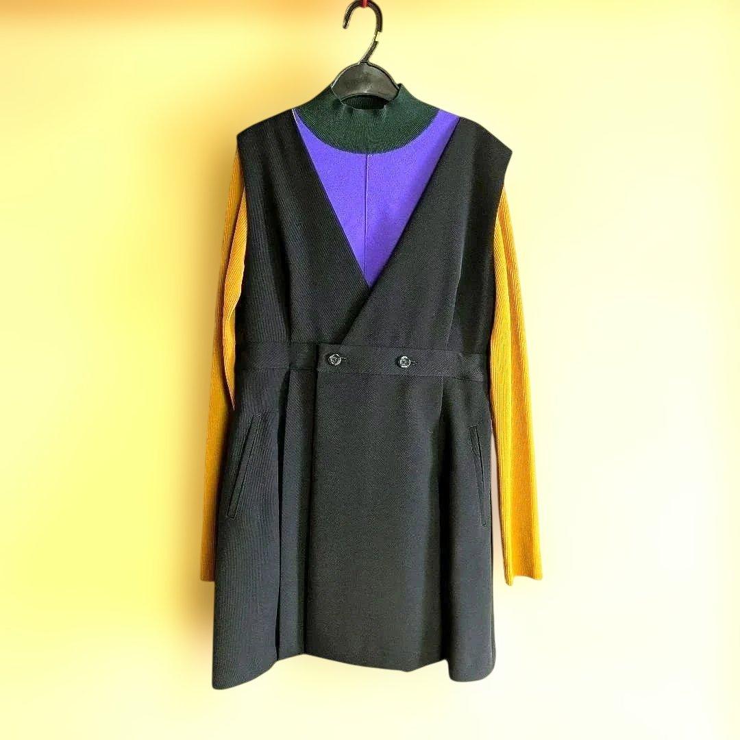 美品 2way ウジョー ベスト ジレ ブラック Vネック モード モノトーン