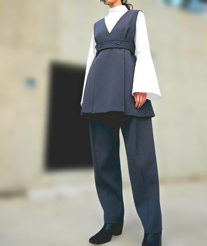 美品 2way ウジョー ベスト ジレ ブラック Vネック モード モノトーン