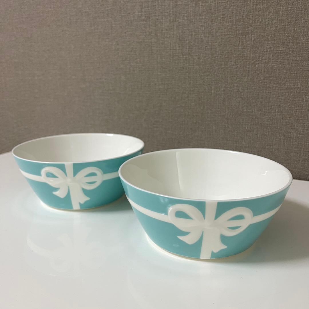 Tiffany & Co. 水色リボンボウル 2個セット