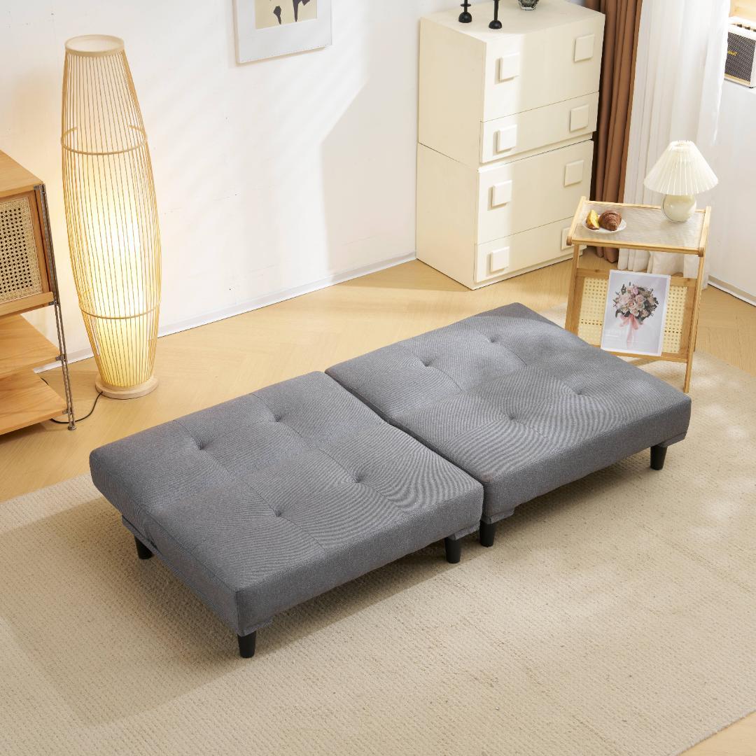 超人気！ソファ ベッド ロータイプ 2人 背もたれ3段階 お手入れ簡単 Grey