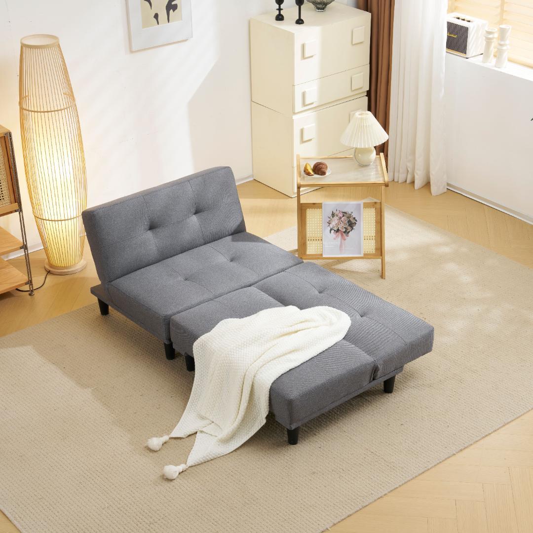 超人気！ソファ ベッド ロータイプ 2人 背もたれ3段階 お手入れ簡単 Grey